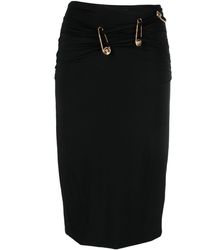 Versace Safety-pin Ruched Pencil Skirt - Black