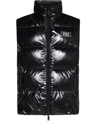 DSquared² Quilted Glossy Nylon Puffer Vest - Black