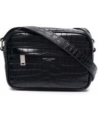 Saint Laurent Crocodile-effect Leather Shoulder Bag - Black