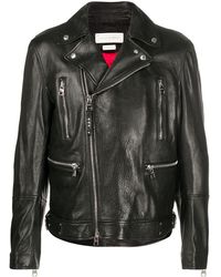 Mens Clothing Jackets Leather jackets Alexander McQueen Blue Paneled Leather Jacket for Men 