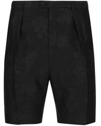 Herren Bekleidung Kurze Hosen Freizeitshorts Saint Laurent Hochtaillierte Shorts Aus Seide Und Wolle in Schwarz für Herren 