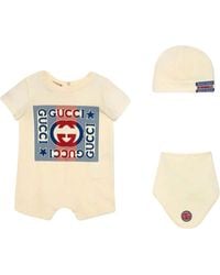 Gucci Newbron Set Hat ,bib And Romper - Babies Unisex - Multicolor