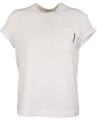 Brunello Cucinelli - Short Sleeve T-shirt Cotton Jersey T-shirt With Precious Detail - Lyst