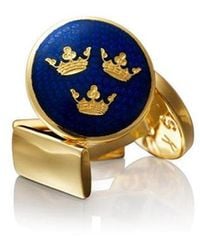Skultuna 1607 Three Crowns Gold Cufflinks - Blue