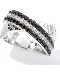 Size 7 Pinctore Platinum o/Silver 2.30ctw Black Spinel Band Ring 