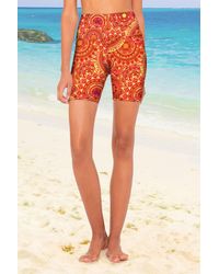 Pineapple Clothing Solis Karen Orange Boho Performance Yoga Biker Shorts