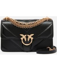 Pinko - Schultertasche Mini Love Bag One Aus Leder Und Chevron-Nappaleder Mit Dreigliedriger Kette - Lyst