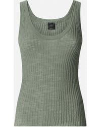 Pinko - Ribbed Vest Top With Logo - Lyst