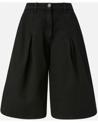 Pinko - Wide-leg Cotton Bermuda Shorts With Pockets - Lyst