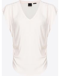 Pinko - Silk-blend Blouse With Curved Hem - Lyst