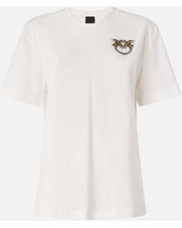Pinko - T-Shirt With Love Birds Jewel Detail - Lyst