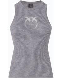Pinko - Ribbed Top With Sheer Love Birds Logo - Lyst