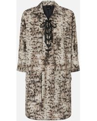 Pinko - Mini Dress With Snake Print And Neckline Ribbons - Lyst