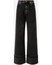Pinko - Black Denim Wide-leg Jeans - Lyst