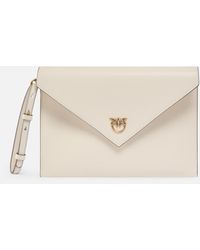 Pinko - Leather Clutch With Love Birds Logo - Lyst