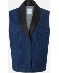 Pinko - Denim Vest With Satin Lapel Collar - Lyst