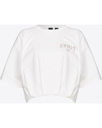 Pinko - Cropped T-shirt With Logo Print - Lyst