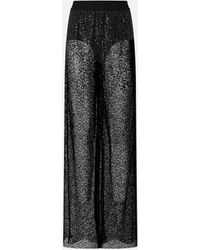 Pinko - Palazzo-Hose Aus Netzmesh Mit Pailletten, Limousinenschwarz - Lyst