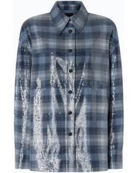 Pinko - Overshirt With Check Pattern And Sequins - Lyst
