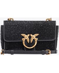 Pinko - Fully Rhinestoned Mini Love Bag One In Suede - Lyst