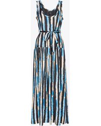 Pinko - Long Dress With Painted-stripe Print - Lyst
