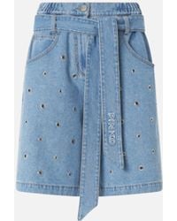 Pinko - Denim Shorts With Eyelets And Belt - Lyst