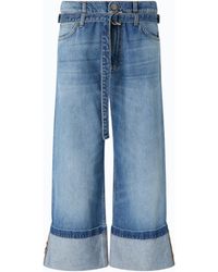 Pinko - Cropped Jeans With Cuffs And Belt - Lyst