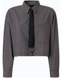 Pinko - Cropped Check Shirt With Tie - Lyst