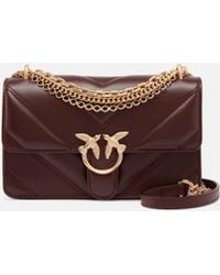 Pinko - Schultertasche Mini Love Bag One Aus Leder Und Chevron-Nappaleder Mit Dreigliedriger Kette - Lyst