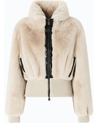 Pinko - Short Faux Fur Raised Collar Bomber Jacket - Lyst