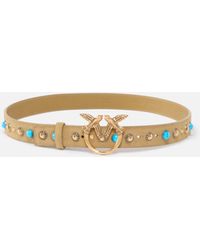 Pinko - Suede Belt With Studs, 3 Cm - Lyst