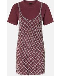 Pinko - Mini T-shirt Dress With Sequinned Slip - Lyst
