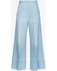Pinko - Wide-leg Baby Blue Denim Jeans - Lyst
