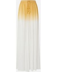 Pinko - Lange Palazzo-Hose Mit Farbverlauf, Weiss/Banane - Lyst