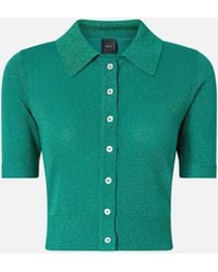 Pinko - Cropped, Short-Sleeved Cardigan With Collar - Lyst