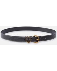 Pinko - Tumbled Leather Belt With Love Birds Detail, 2.5 Cm - Lyst