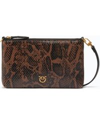 Pinko - Umhänge-Clutch Mini Flat Horizontal Aus Leder Mit Python-Print - Lyst
