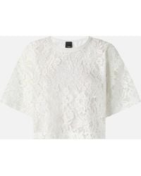 Pinko - Cropped Lace T-Shirt - Lyst