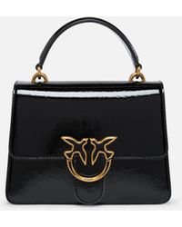 Pinko - Glossy Leather-effect Love Bag With Handle And Shoulder Strap - Lyst