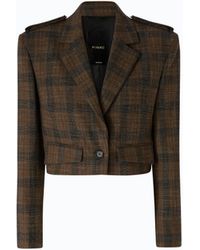 Pinko - Cropped Jacket With Micro Houndstooth Motif - Lyst