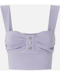 Pinko - Buttoned Linen Crop Top - Lyst