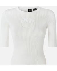 Pinko - Ribbed Sweater With Transparent Love Birds Logo - Lyst