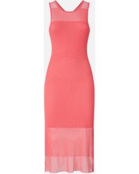 Pinko - Abito Aderente Midi A Costine Trasparenti - Lyst