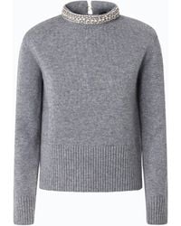 Pinko - Wool-Blend Sweater With Jewel Collar - Lyst