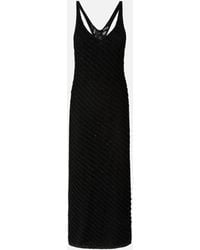 Pinko - Crochet-Effect Midi Dress With Sequins - Lyst