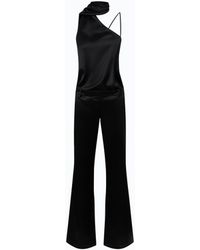 Pinko - Long Satin Jumpsuit With Sash - Lyst