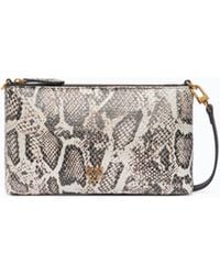 Pinko - Umhänge-Clutch Mini Flat Horizontal Aus Leder Mit Python-Print - Lyst