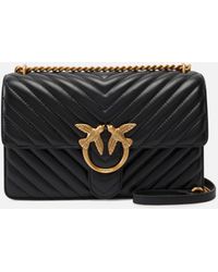 Pinko - Borsa "love one classic dc" nera in pelle chevron - Lyst