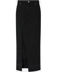 Pinko - Long Black Denim Skirt With Slit - Lyst