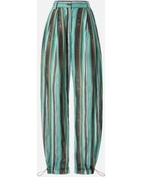 Pinko - Relaxed-Fit Cotton Trousers With Brushstroke-Effect Stripes - Lyst